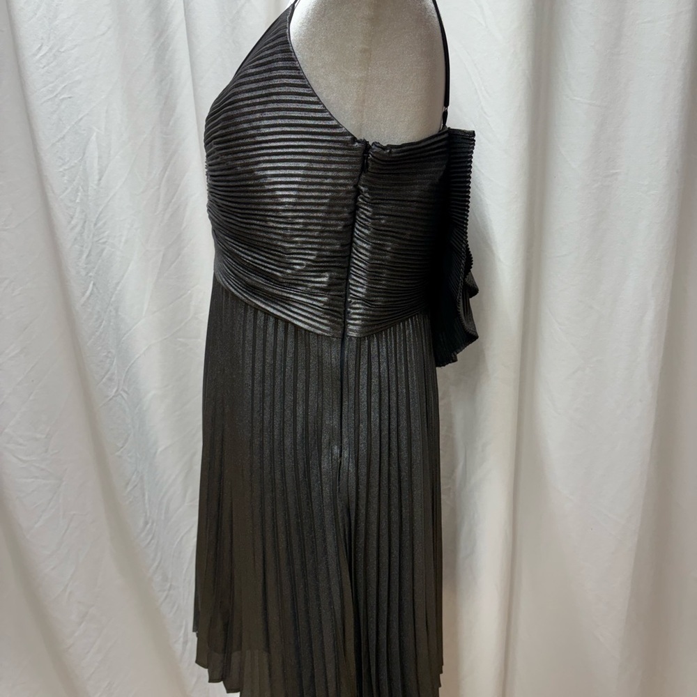 Express Metallic Mini Dress Pleated Bow Back Detail women’s L - Picture 4 of 11